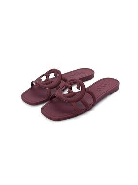 Gucci Women’s Interlocking G Slide Rubber Sandals Rosso Ancora EU38 780307